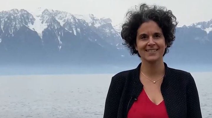 woman on beautiful landscape background